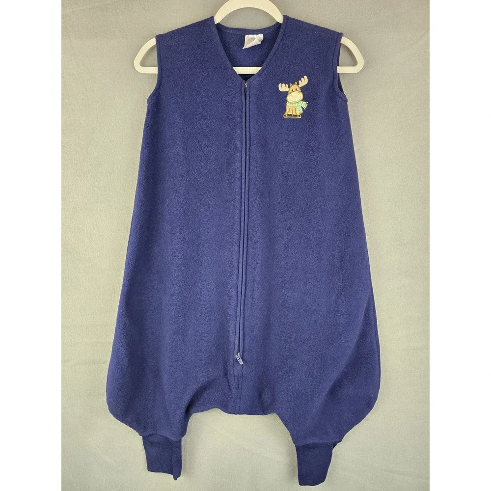 Halo SleepSack Big Kids Unisex 2-3T Navy Moose Wearable Blanket Fleece Cozy FLAW